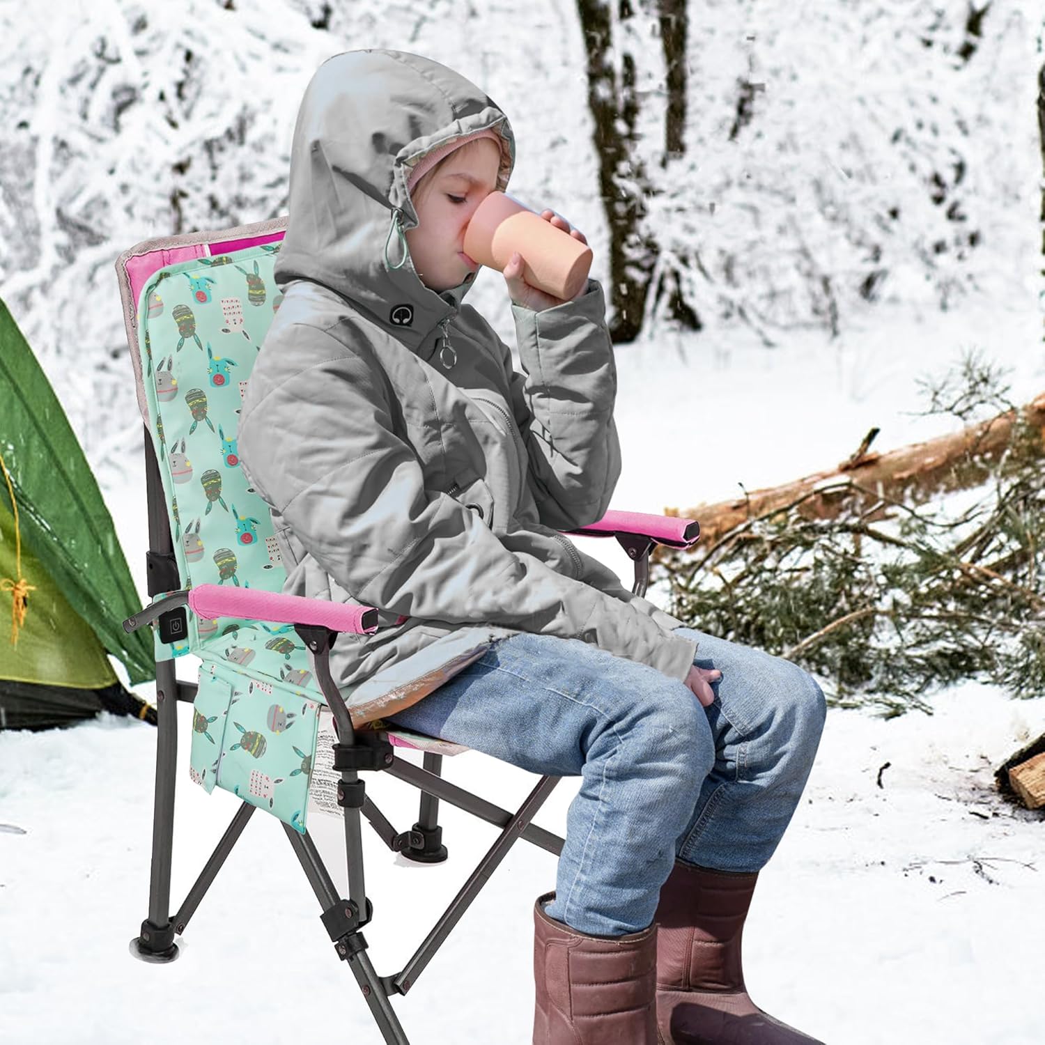 Heated Seat Cushion, Heated Stadium Seats for Bleachers USB Powered (Note: No Power Bank), 3 Level Adjustable Heated Pad with Pockets for Outdoors, Camping, Children's Seat Cushion(Blue)