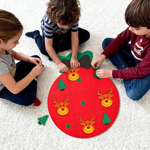 Miniatura 13 de Árbol de Navidad de fieltro de 3 pies para niños con 31 adornos desmontables, decoración de Navidad para colgar en la pared con tira de luces