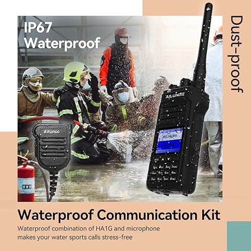 Miniatura 3 de Retevis Ailunce HA1G GMRS Radio de mano, radio GMRS con micrófono de altavoz, IP67 impermeable, NOAA, 2800 mAh USB-C recargable portátil radio