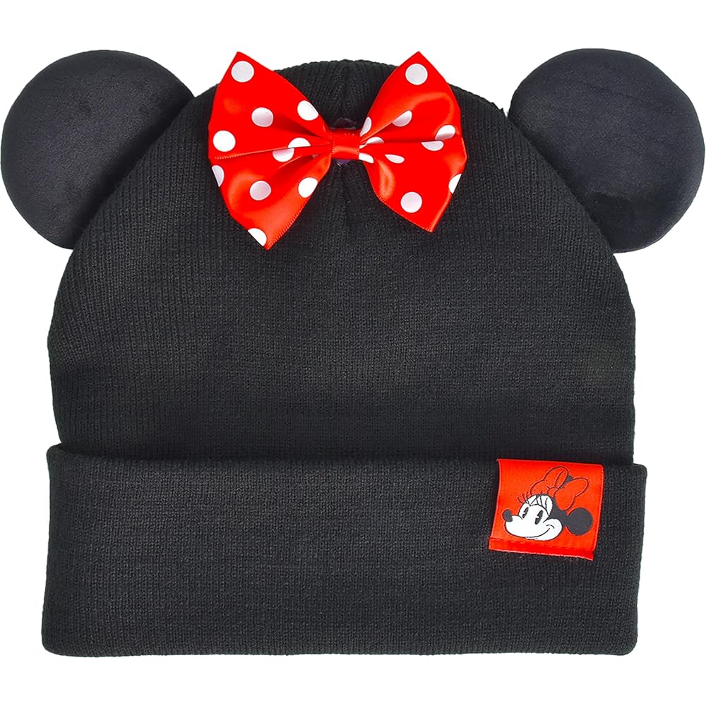 Disney Minnie Mouse Beanie Hat, Faux Fur Cuffed Winter Knit