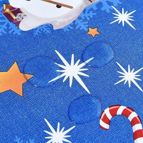 Miniatura 2 de TruDelve Mantel de Navidad rectangular de plástico azul de vinilo azul con muñeco de nieve para fiesta (54 x 72 pulgadas, muñeco de nieve)