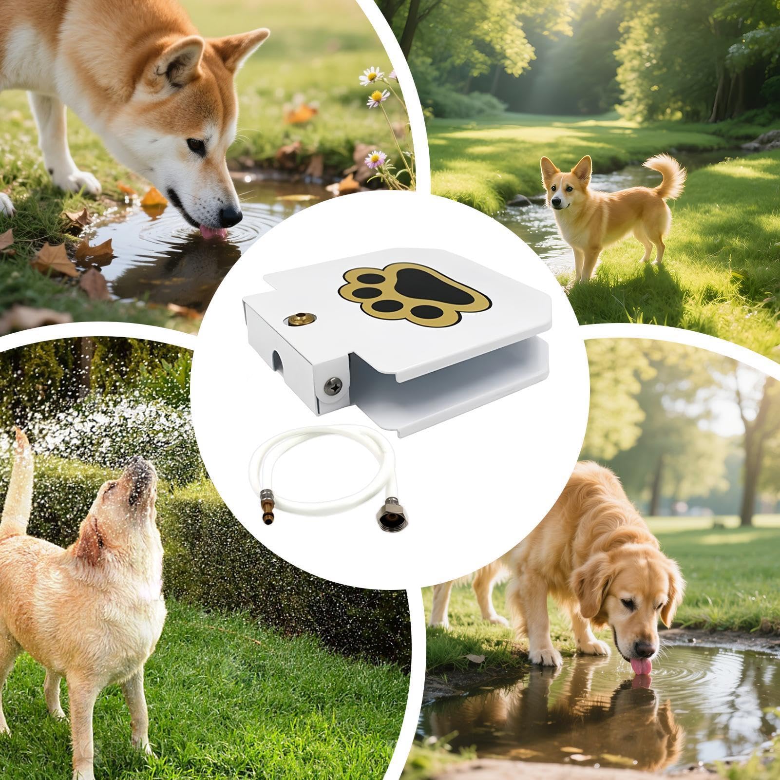 Espaci - Giocattolo spruzzatore per cani, alimentatore d'acqua, abbeveratoio attivato dalle zampe in acciaio , stazione automatica per bere all'aperto, idratazione durevole per animali domestici