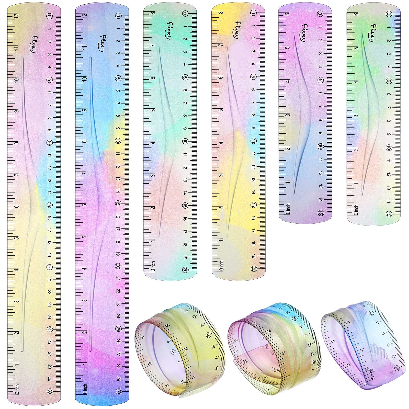 Buy Rulers Set, 12/8/ 6 Inch Rulers Set, 6 Pieces Soft Bendable Ruler