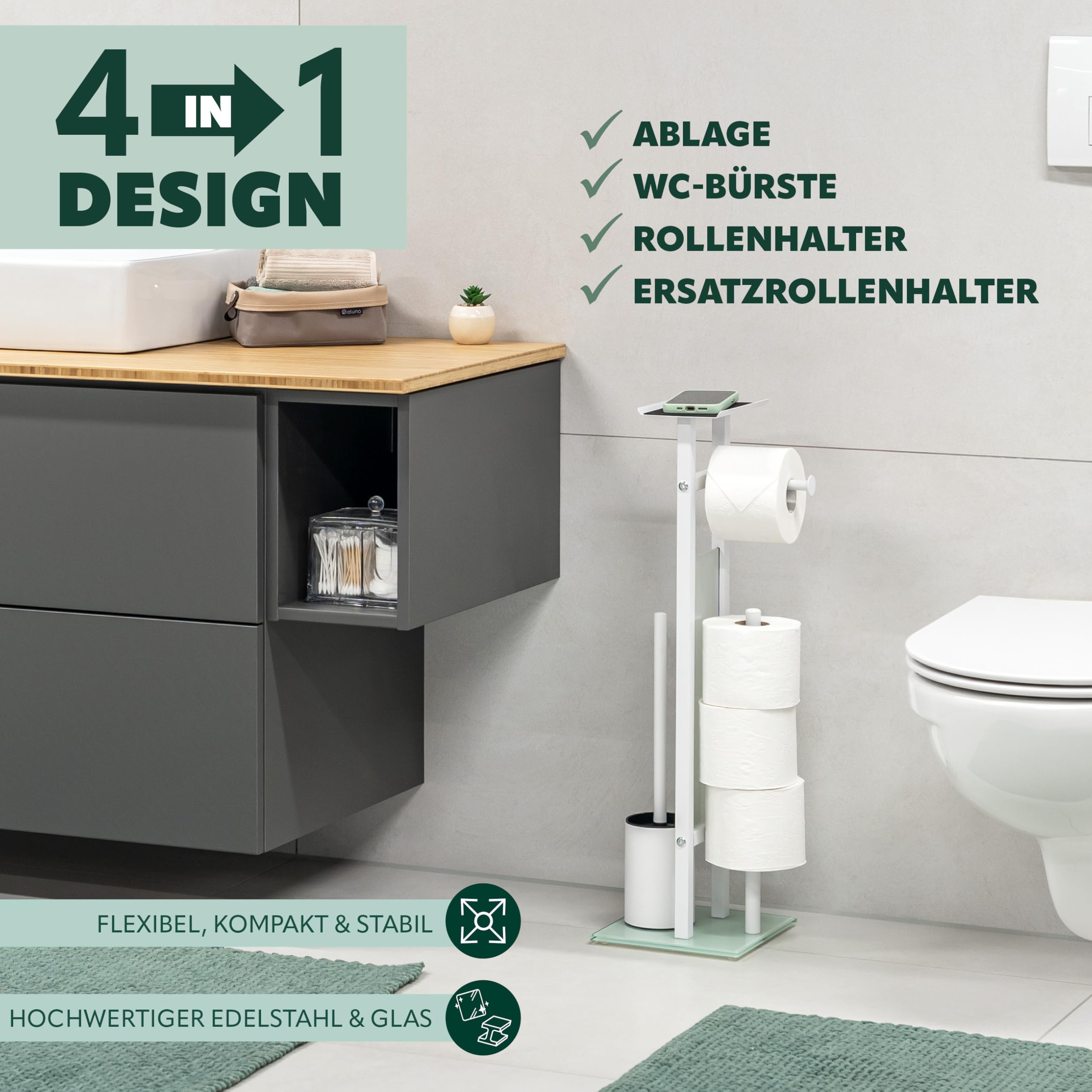 eluno Set WC 4 in 1, set WC autoportante incluso