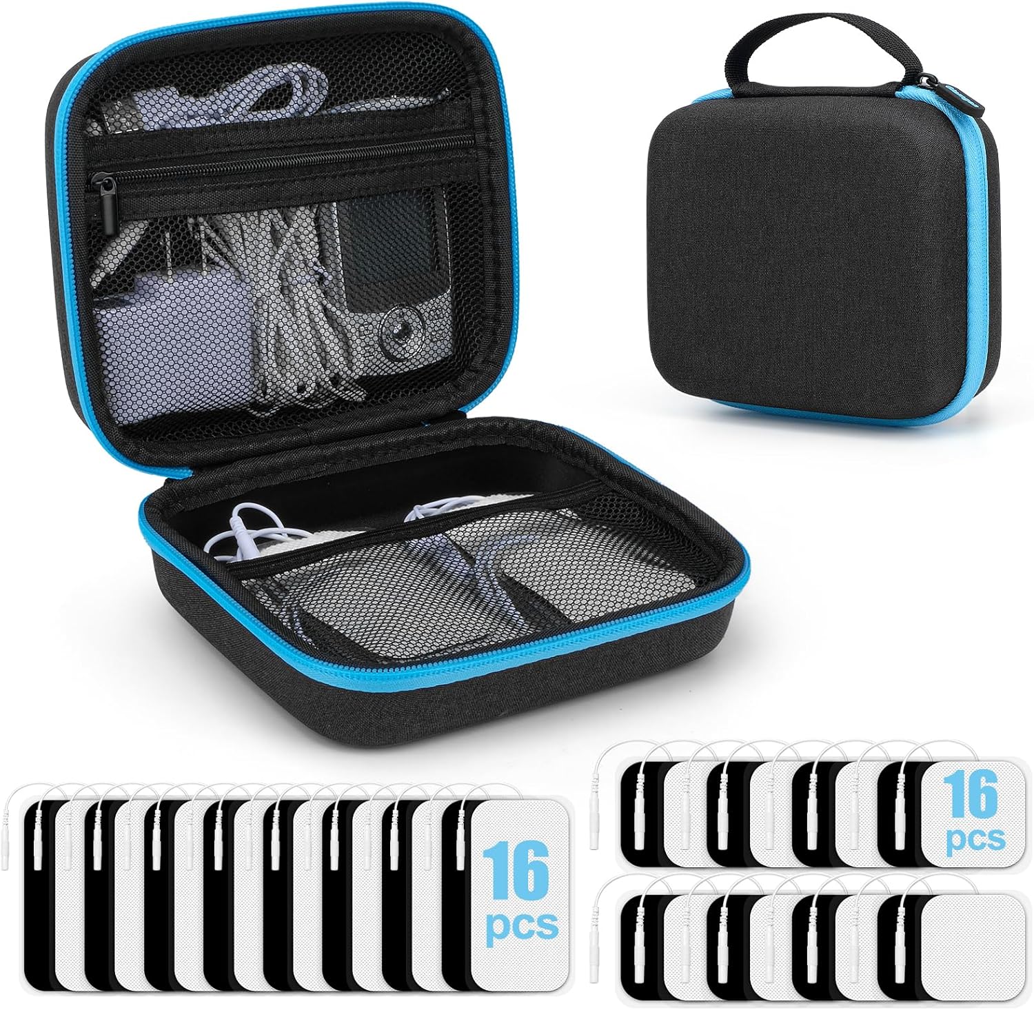 Tens Unit Electrode Pads with Carry Case, 32 PCS 2″ and 2″x4″ Tens Unit Replacement Pads with Upgraded Self-Stick Performance for Electrotherapy, Compatible with AUVON TENS, TENS 7000, Etekcity