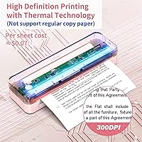Vista 4 de JADENS Impresoras portátiles inalámbricas para viajes, 300DPI compatibles con papel térmico de 8.5"×11", impresora sin tinta para laptop, compatible