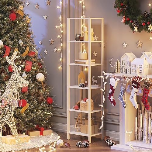 Miniatura 9 de TUTOTAK - Estantería, estantería alta de 6 niveles, estantería estrecha para espacios pequeños, estantería apilable de bricolaje, para sala de