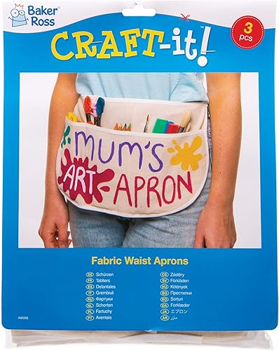 Miniatura 5 de Baker Ross AW266 - Delantal de cintura de tela, paquete de 3, accesorios de lona de tela para que los niños personalicen y pinten los tuyos en artes