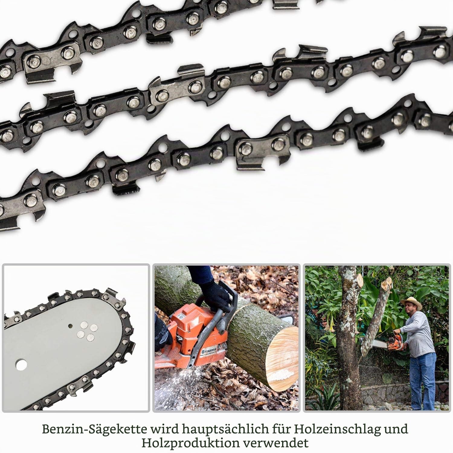 4 Stück 35 cm Sägeketten mit 14 Zoll Kettensägen Schwert – 3/8" Pitch, 50TG, 1,3 mm (0,050") Stärke – Kettensäge Kette für Husqvarna, Stihl, Einhell, Makita, Oregon & mehr