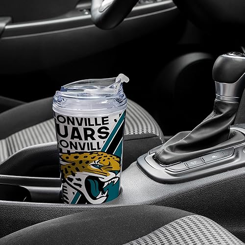 Miniatura 76 de Rico Industries NFL Football - Vaso de acrílico de 24 onzas con tapa con bisagras, vaso de doble pared con licencia oficial para fanáticos de la NFL