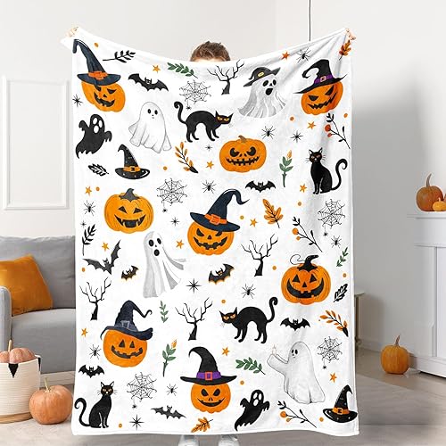 Miniatura 9 de Tupmnbry Manta de otoño de calabaza, decoración de Acción de Gracias, manta de hojas de otoño, manta de franela súper suave para cama, sofá y