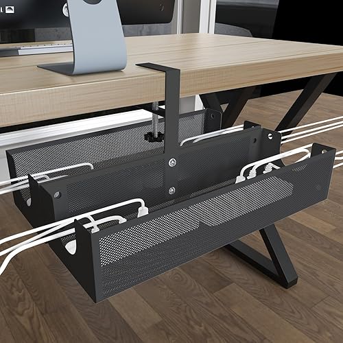 Miniatura 6 de Organizador de cables para debajo del escritorio, de metal, combinable, para debajo del escritorio, soporte de abrazadera para organizar cables