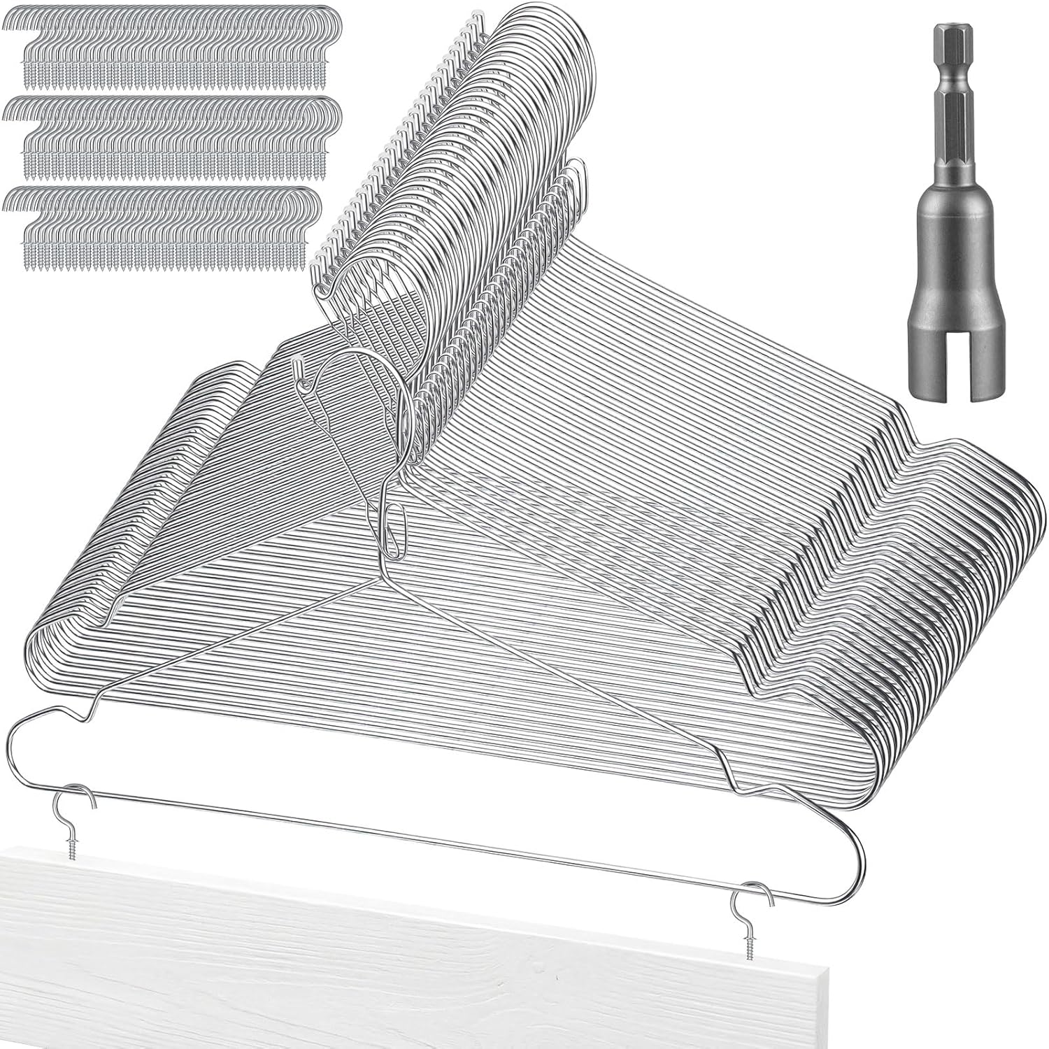 Sliner 24 Pack Cabinet Door Hangers for Spray Painting 15.7 Inch with 100 Screw-in Cup Hooks and 1 Wing Nut Driver Bit for Paint Hanger Drying, Cabinet Door Drying Rack Painter Tools DIY