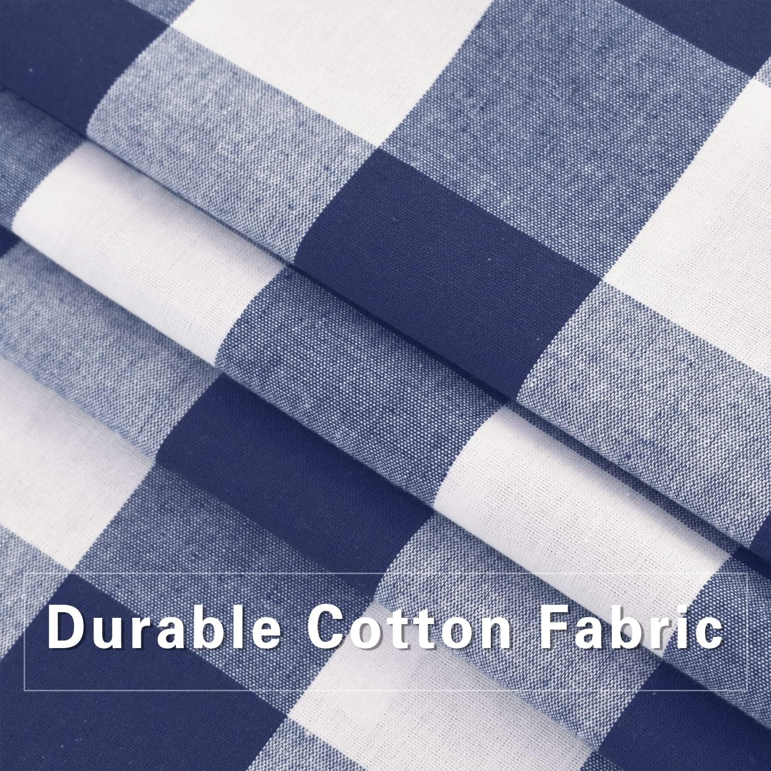 Buffalo Check Window Curtains 92 inches Long Living Room Drapes Bedroom Cotton Plaid Gingham Farmhouse Rustic Decor Curtains 2 Panels Rod Pocket Kitchen Basement Curtain Panels Navy Blue White 52"x92"