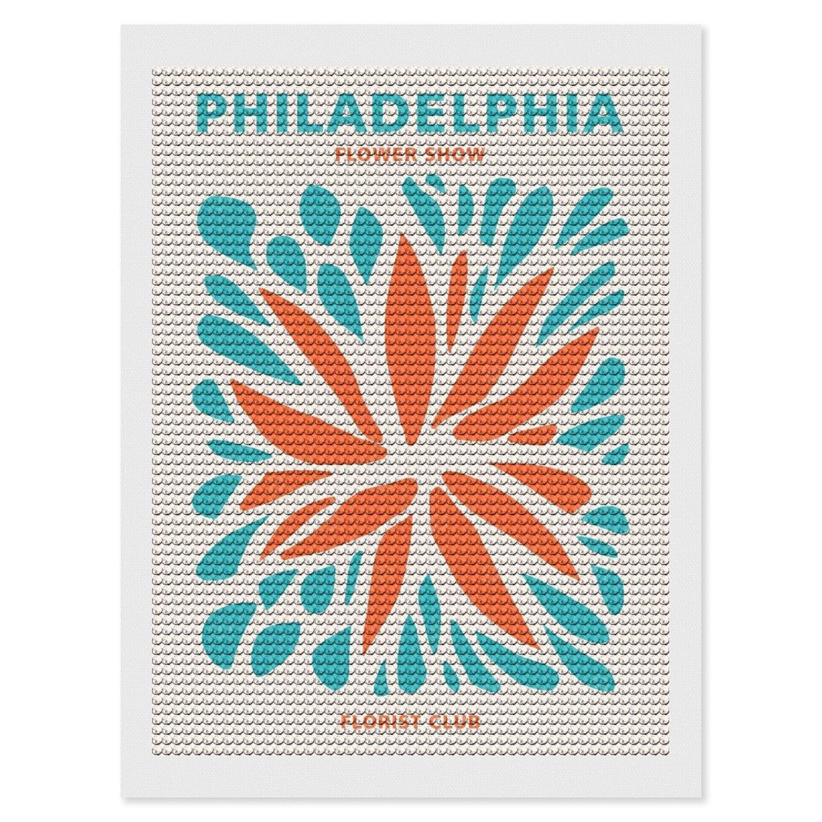 Junmoney Philadelphia Florist Club Crystal Diamond Art Kit 12"x16", Modern Decor, Boho Decor, Wall Art Gift, Decorative Artwork, Creative Hobby