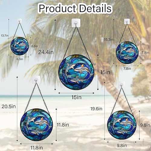 Miniatura 5 de Atrapasoles para colgar vidrieras, tiburón azul, vida marina, océano, para puertas, ventana, hogar, atrapasoles, decoración del día de la madre,