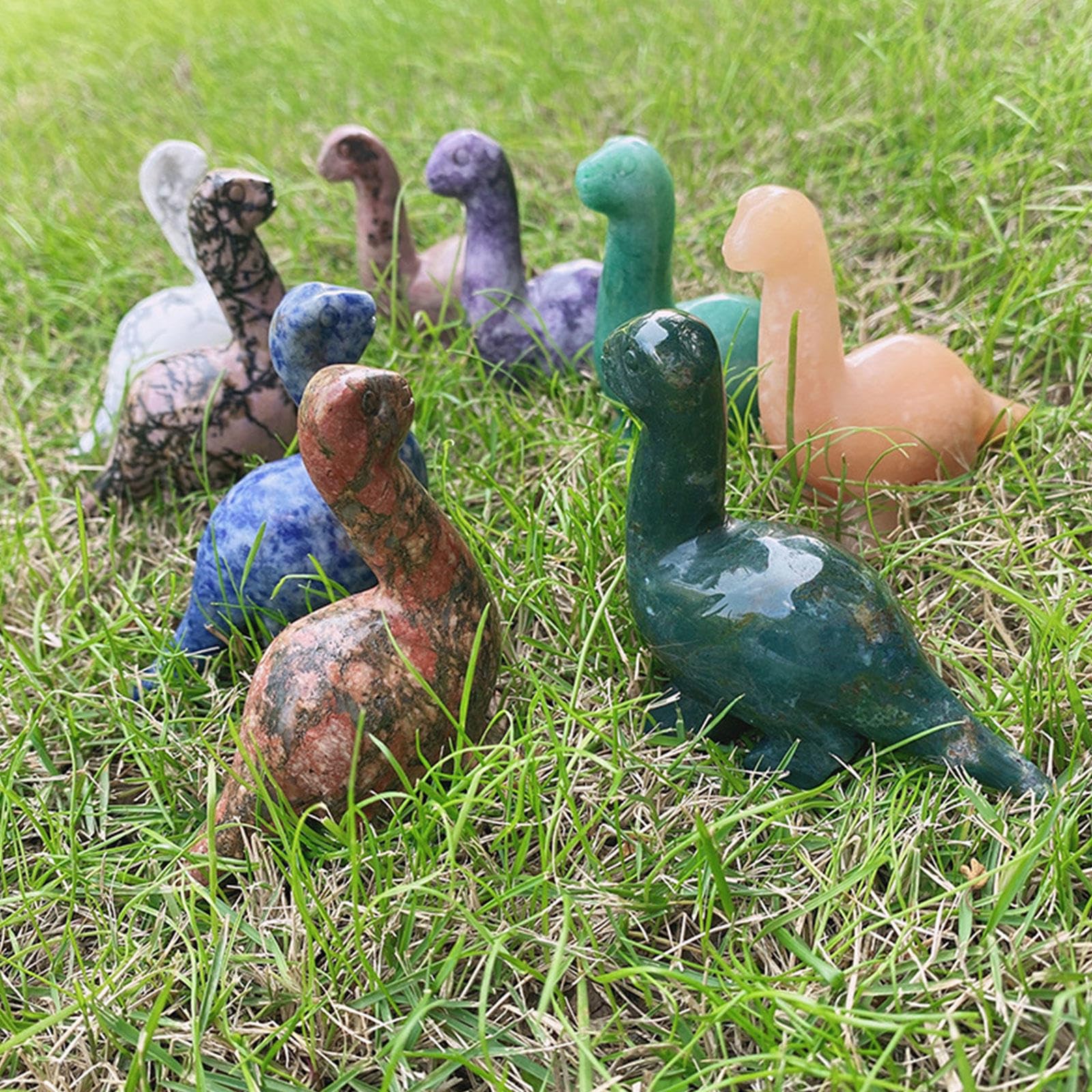 Figura de Animal de Cristal Tallada en Dinosaurio con Piedras Preciosas Pequeñas (2,5 Pulgadas) - Estatuilla de Piedras de Bolsillo de Estatua de Cristal Pulido,Amethyst