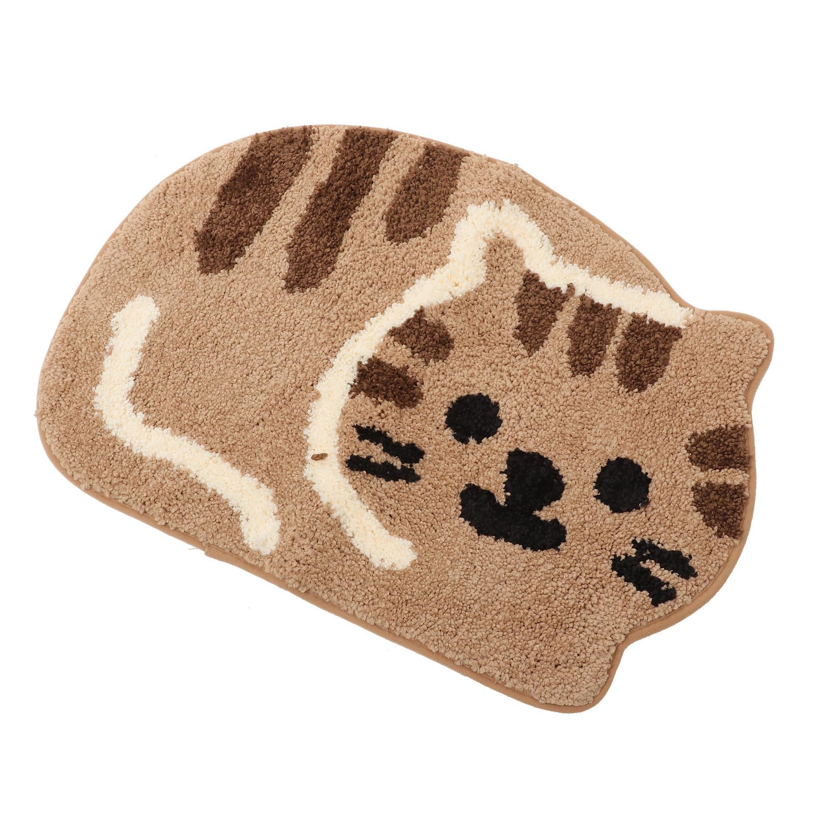 Alfombra antideslizante para evitar resbalones con felpudo decorativo de poliéster de gato caqui
