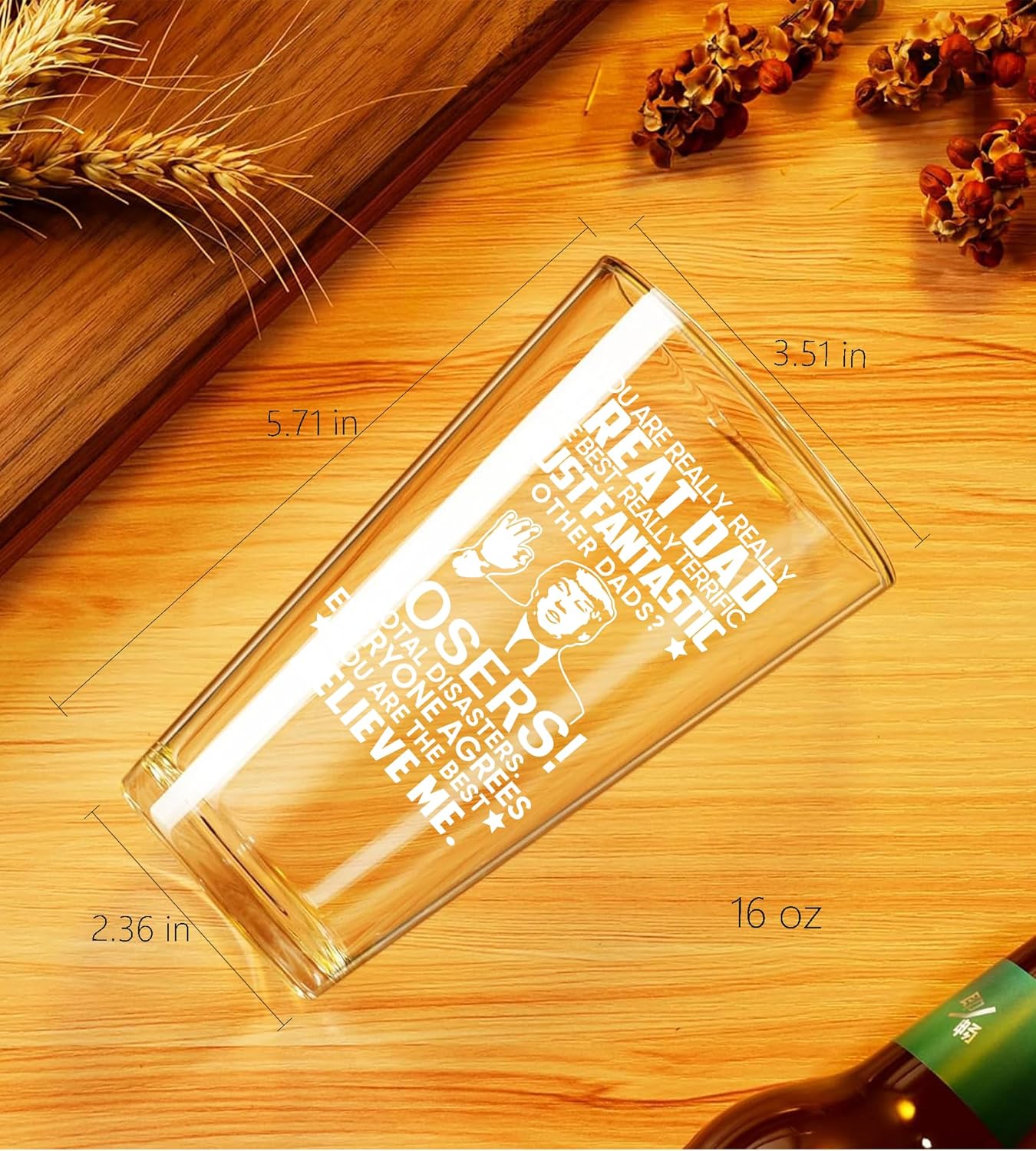 Xmas Dad Gift from Daughter, Gifts for Daddy from Son, Daddy Birthday Present Ideas, Good Fathers Day Presents for Papa, Trump Great-Dad Beer Glass - Image 5