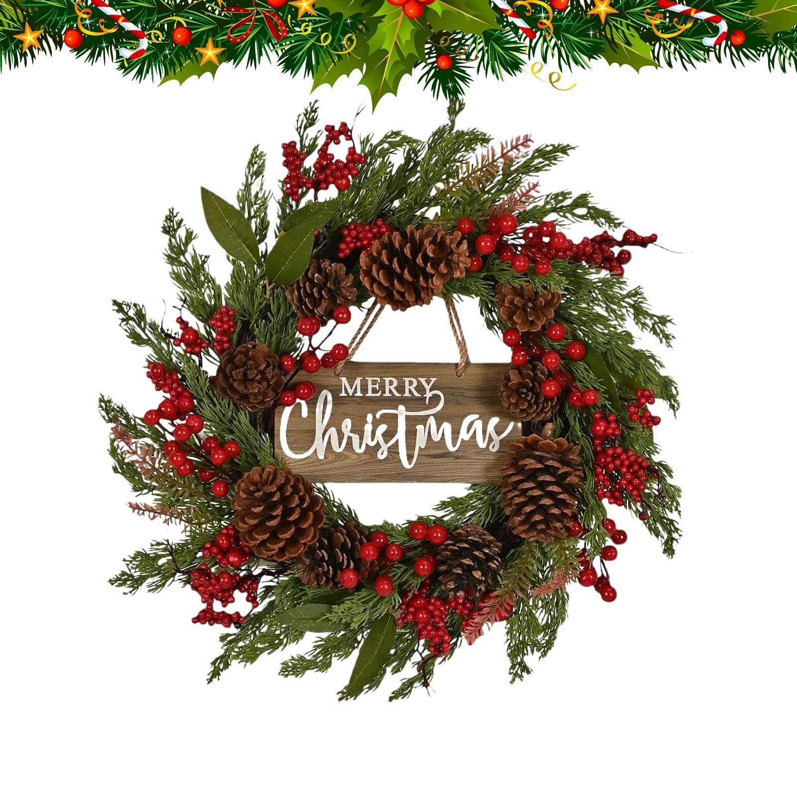 Couronne de Noël pour la Porte d'Entrée Fournitures De Fête Artificielles | Couronne De Noël Pour Porte D'entrée Pour Fête Vacances Anniversaire Bureau Maison Chambre Appartement