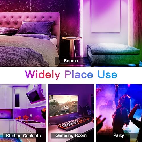 Miniatura 5 de ZXMEAN Luces LED para dormitorio, tira de luces LED de 100 pies, sincronización de música, cambio de color, con control remoto y aplicación, tira