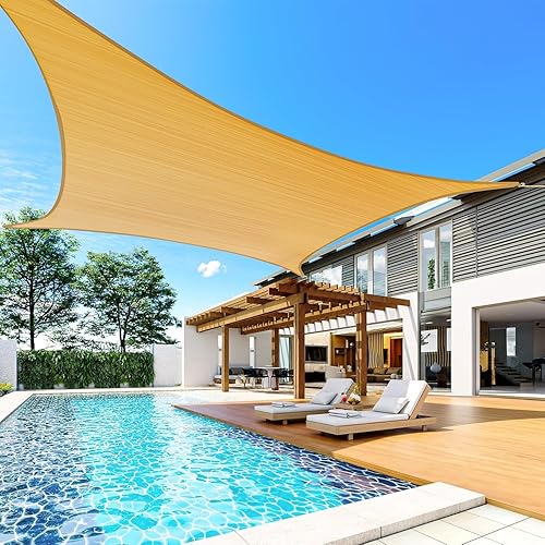 Miniatura 9 de Toldo Quictent de polietileno de alta densidad, 6.53 ozm, rectangular, para exteriores, 98 % protección UV, kit de herramientas, sombra para patio o