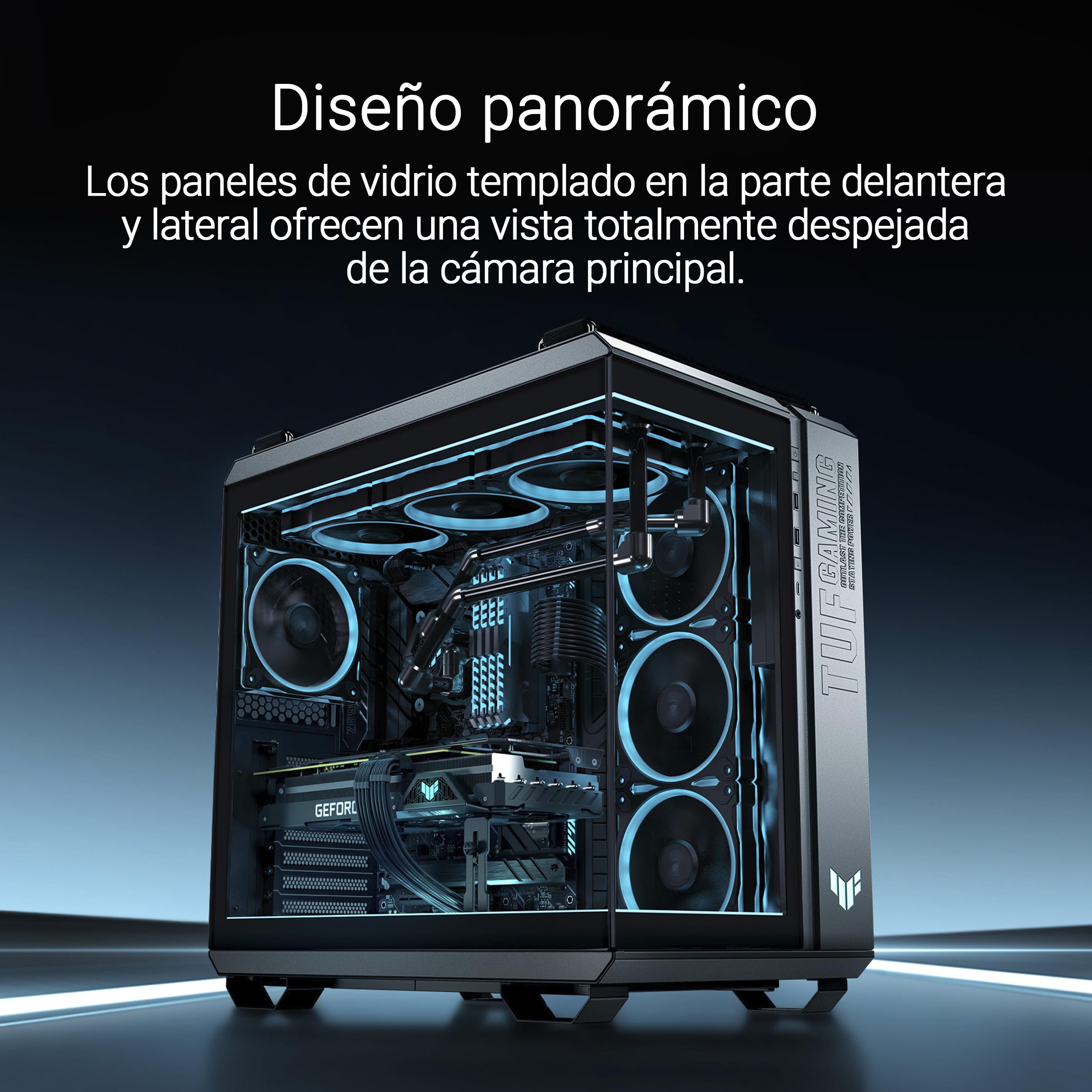 ASUS TUF Gaming GT502 Horizon Caja ATX Torre Mediana Doble Cámara USB 20 Gbps Tipo-C Negro