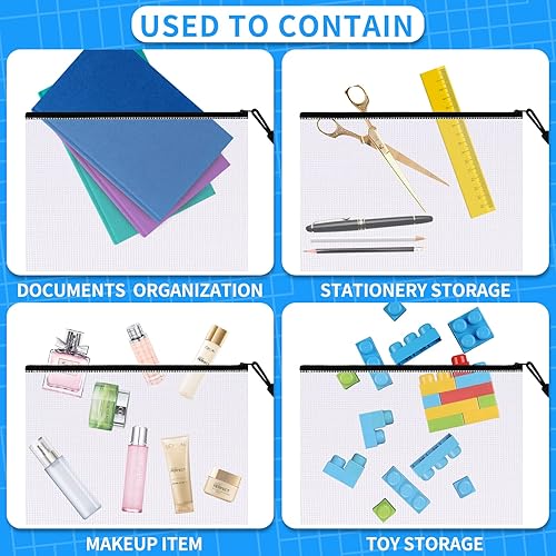 Miniatura 6 de 12 bolsas de malla con cremallera A5, bolsas de malla de PVC con cremallera, bolsa de archivos de malla de plástico impermeable, bolsa de carpeta de