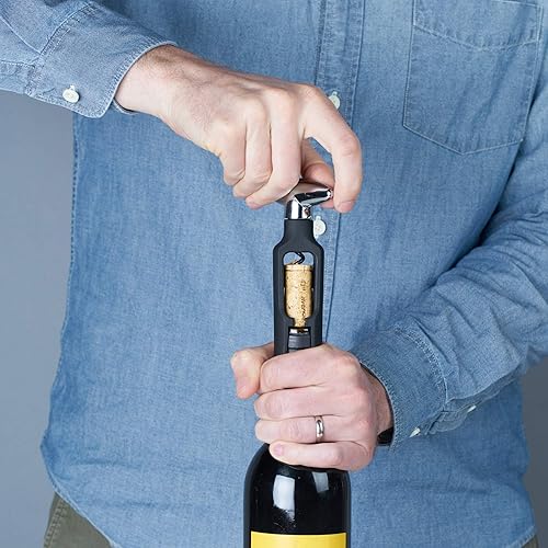 Miniatura 8 de True Twister Accesorio de barra de llave de giro fácil de sacacorchos para abridor de botellas de vino 6 pulgadas negro