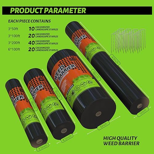 Miniatura 2 de Tela de barrera de malezas de 3 x 100 pies, resistente, tela geotextil duradera de 3.2 onzas, tapete de protección contra malas hierbas, tela de