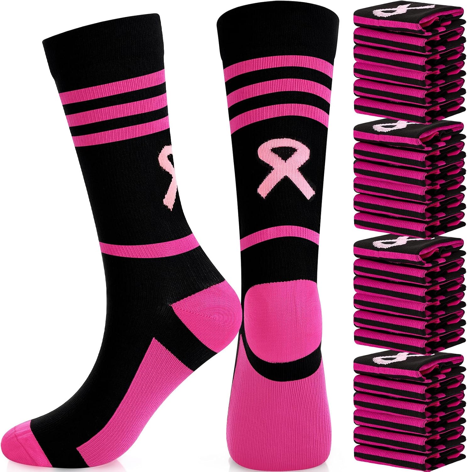 Youth Breast Cancer Awareness Socks Pink Bulk