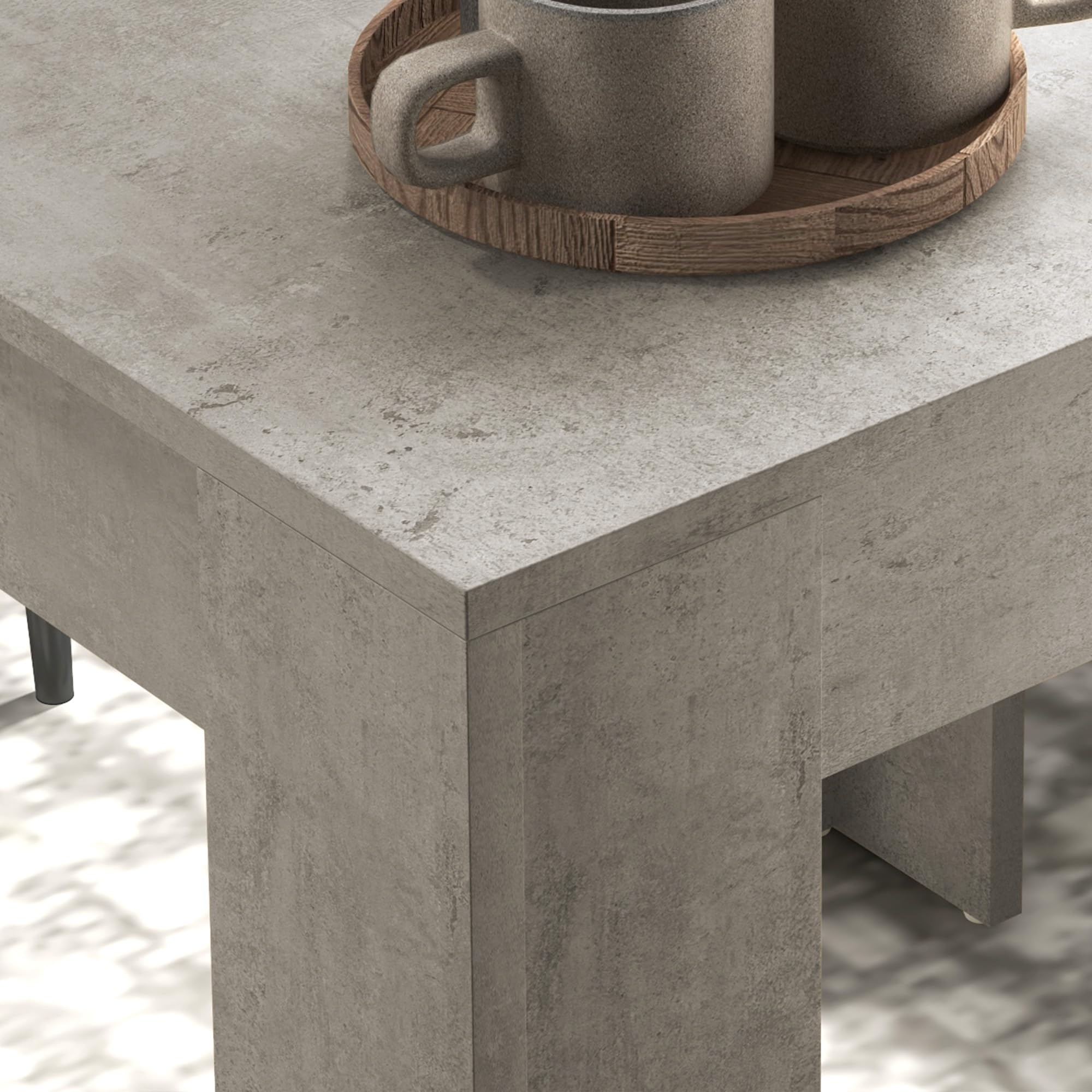 HOMCOM Set da Pranzo 3 Pezzi con Tavolo da Cucina 80x80x76 cm e 2 Sedie Moderne e Salvaspazio 41x50x97 cm, in MDF, Acciaio e Pelle PU, Grigio