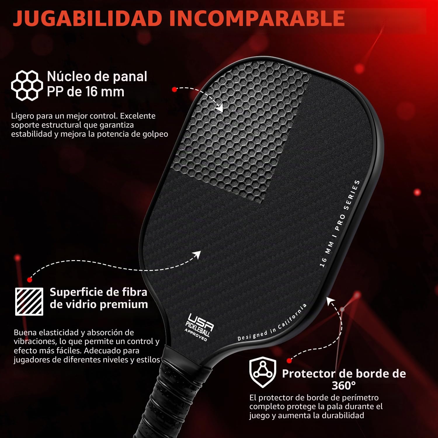 BAGAIL Juego de Paletas de Pickleball con 4 Pelotas, Ligeras, Ergonómicas