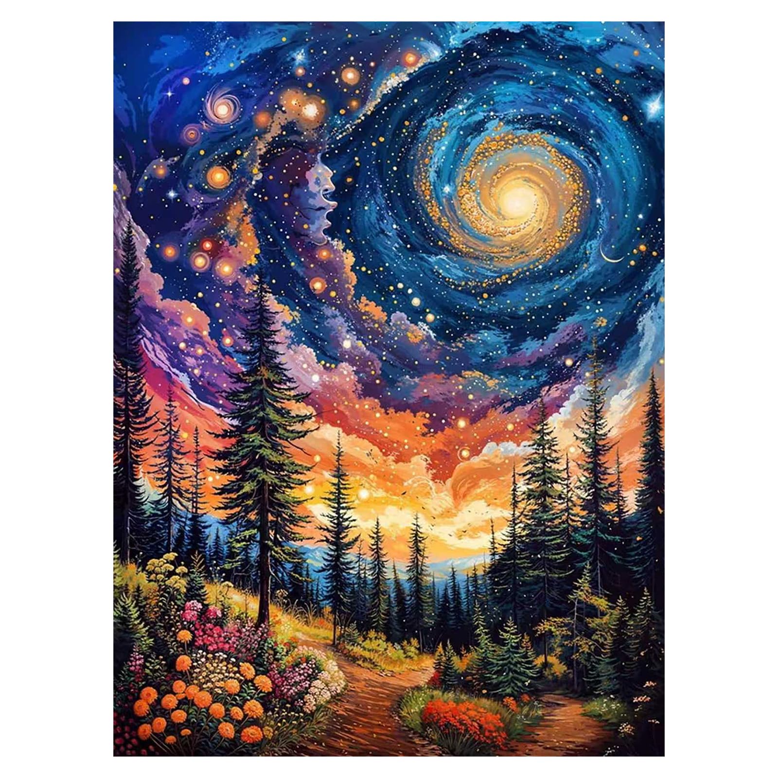 Querencia Starry Sky Diamond Art Kits Adults, Fantastic Landscape Diamond Painting Kits for Adults, Starry Night 5D DIY Full Round Drill Gem Art Craft for Relaxation, Home Wall Decor 12x16 in