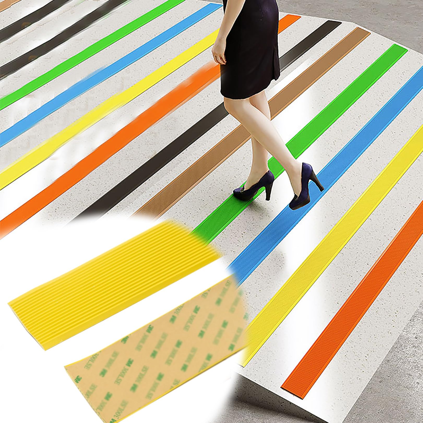 Cxvhsertwr Yellow Stair Carpet Treads, Edge Trim Rubber Strips Stair Nose Molding(,L 6M)