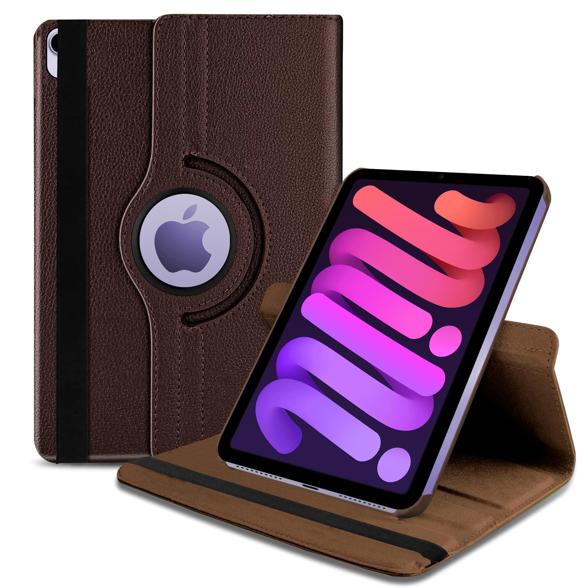 TGK Rotating Cover for iPad Mini 6th Generation Case 8.3 Inch 2021 Brown