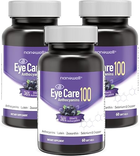 Miniatura 7 de EyeCare Antocianinas 100-60 cápsulas blandas x 1 botella durante 2 meses, suplemento de salud ocular, vitaminas oculares, luteína (60 unidades)