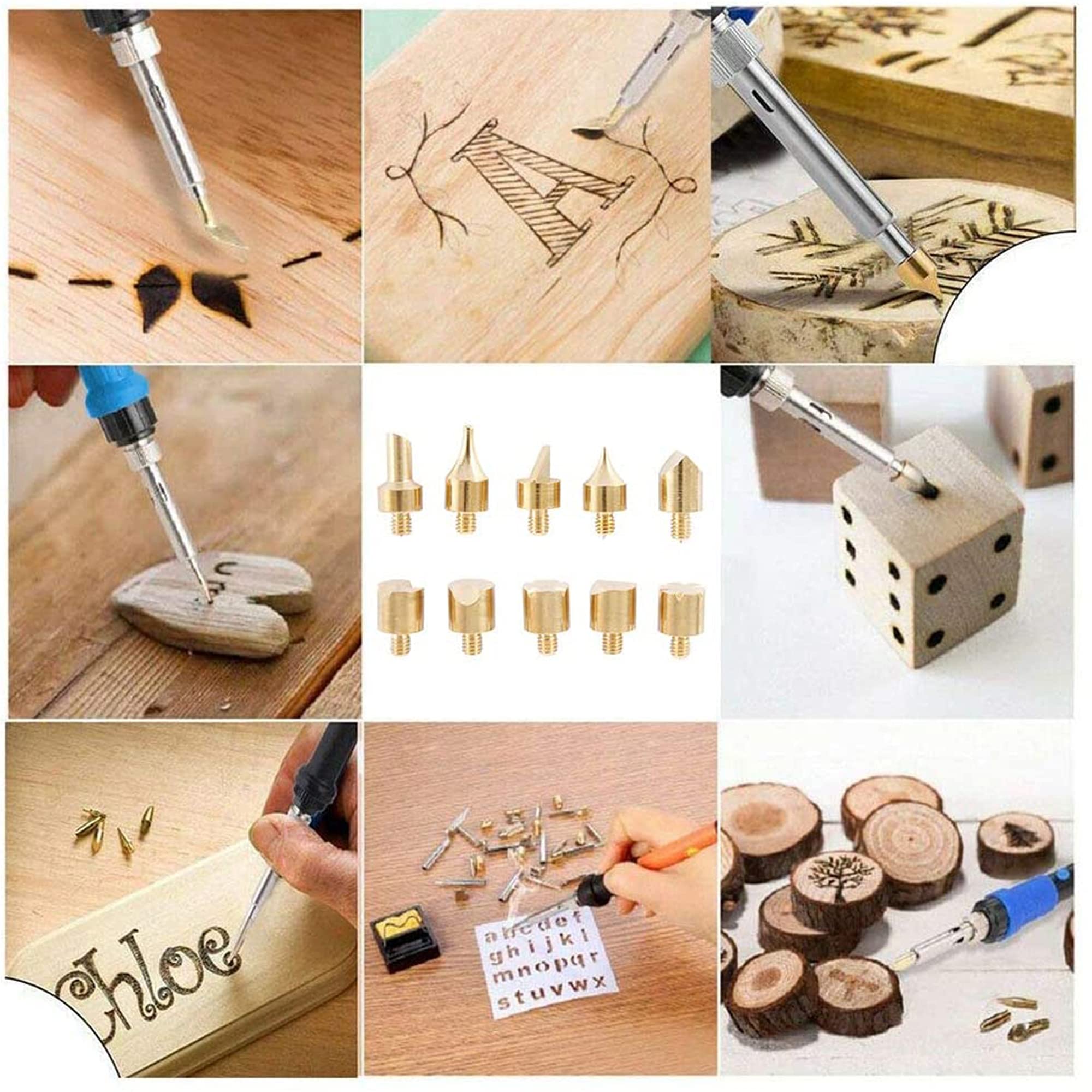 71pcs Kit Pirograbador de Madera, 60W Pirograbador de Madera, Temperatura Regulable 200-450 ° C, Pirograbador Madera para Madera/Cuero/Corcho/Papel/Velas