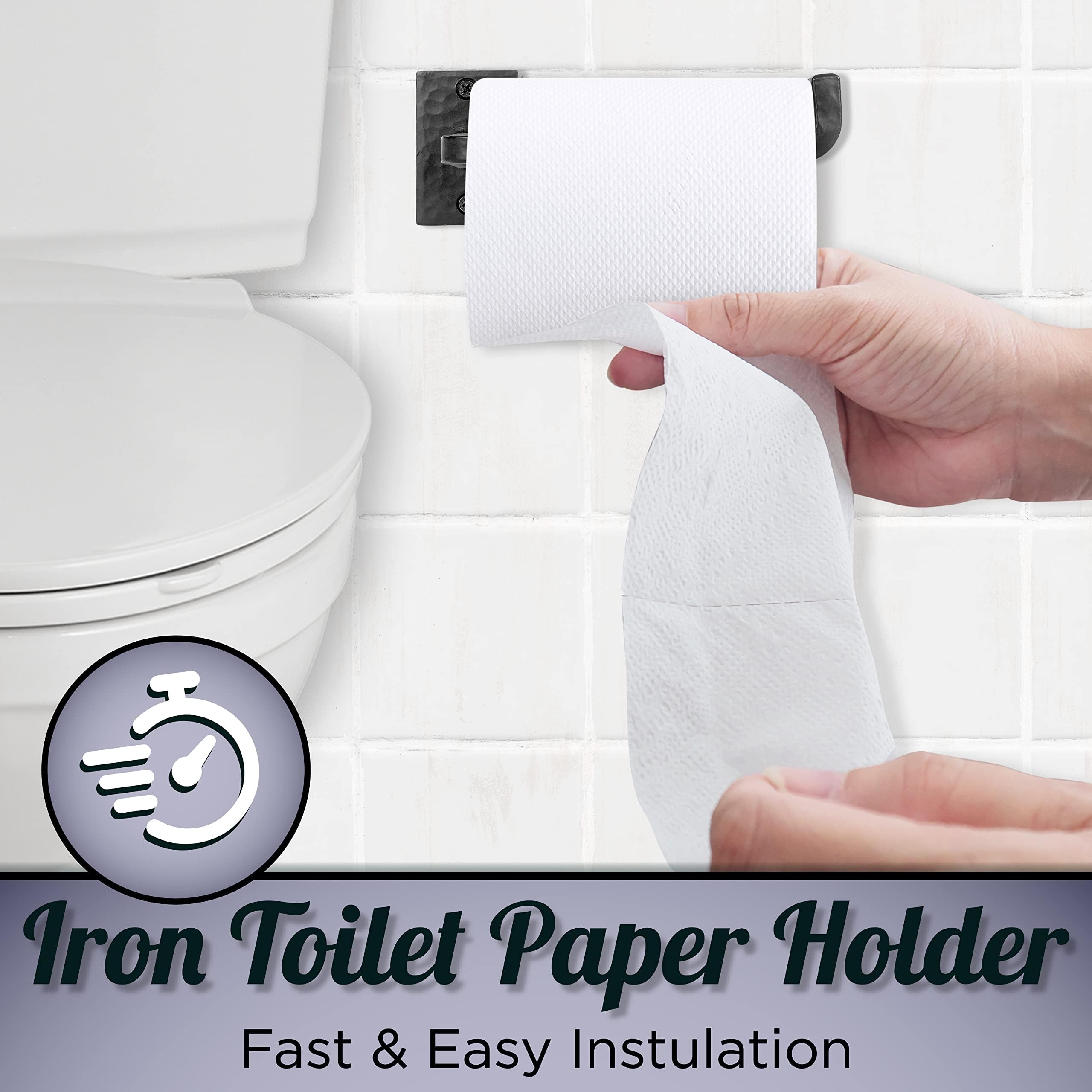 Black Wrought Iron Toilet Paper Holder - Wall Mount -9 Black Wrought Iron Toilet Paper Holder - Wall Mount -9