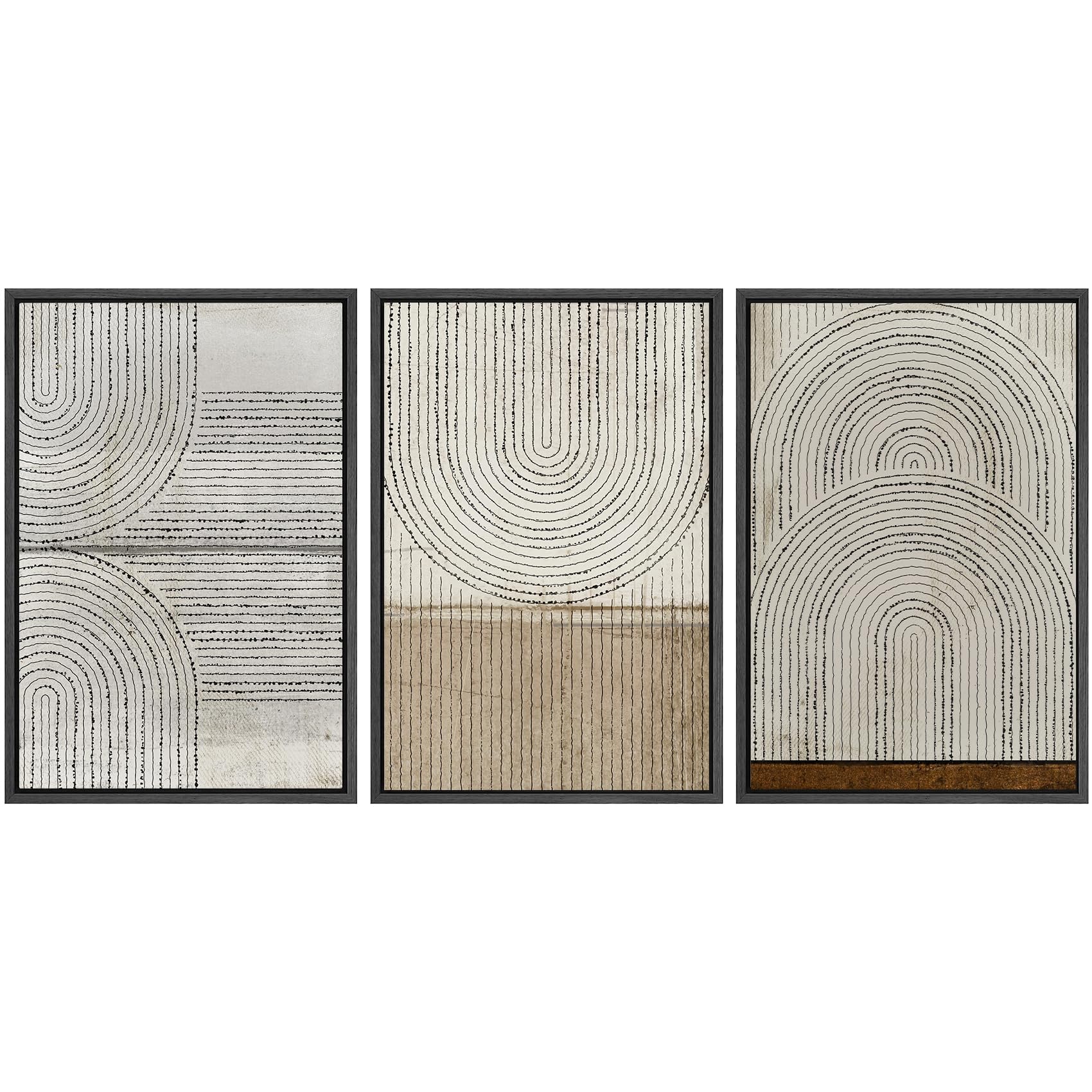 SIGNWIN Framed Canvas Print Wall Art Set Grunge Circle Polygon Collage Abstract Geometric Cozy Neutral Minimalism Modern Art Decorative Boho for