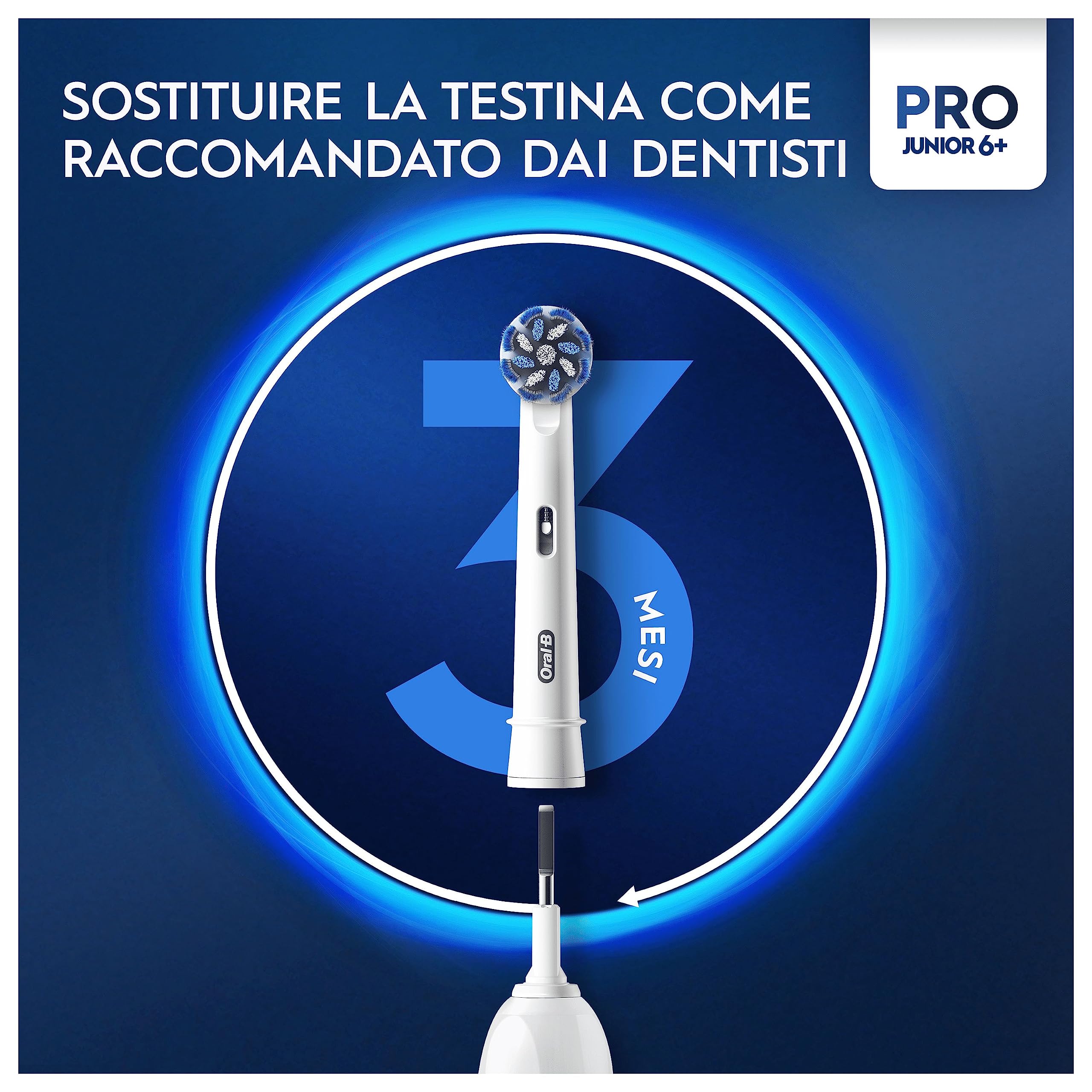 Oral-B Spazzolino Elettrico Pro Junior Disney Frozen, da i 6 Anni, Bianco | Dai i 6 Anni in Su, Ricaricabile, Testina di Ricambio per Spazzolino Elettrico, Gengive Protette, Pulizia Denti Efficace