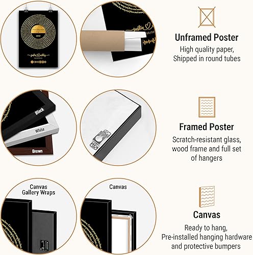 Vista 102 de VICILO Póster musical personalizado con letras de canciones, decoración sentimental perfecta, regalo de San Valentín para él, regalos de novio