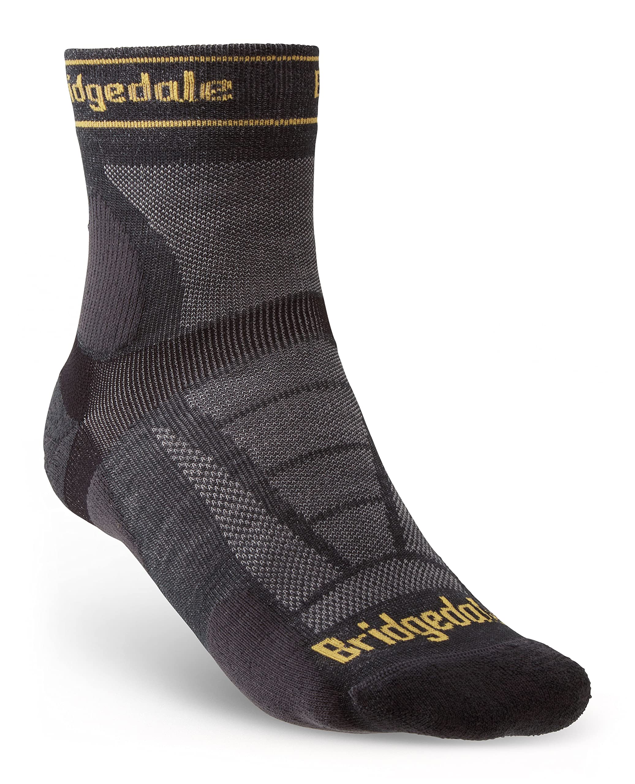 Bridgedale Men's Grey Socks Ultra-Lightweight T2 Merino Run Mini-Crew Socks {Br-710201} - Gunmetal - Medium
