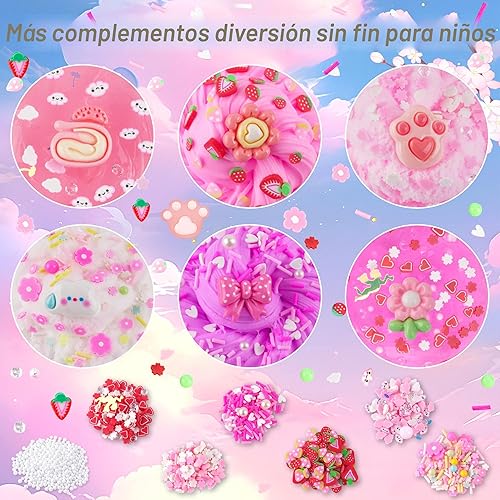 Miniatura 3 de Paquete de 6 slimes, slime rosa para niños, kit de limo de nube para niñas de 8 a 12 años, juguetes para niñas y niños, para niños, juego de slime