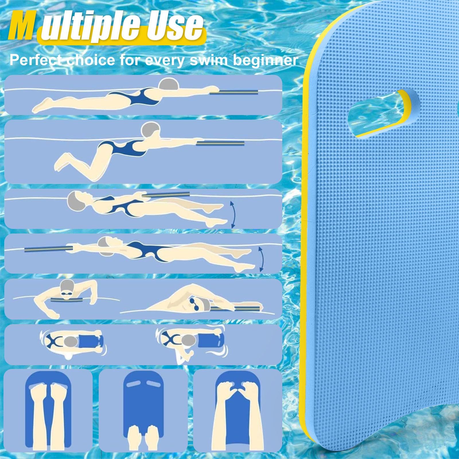 Tabla de natación Flotante Espuma EVA para Niños y Adultos con Agujeros Seguros