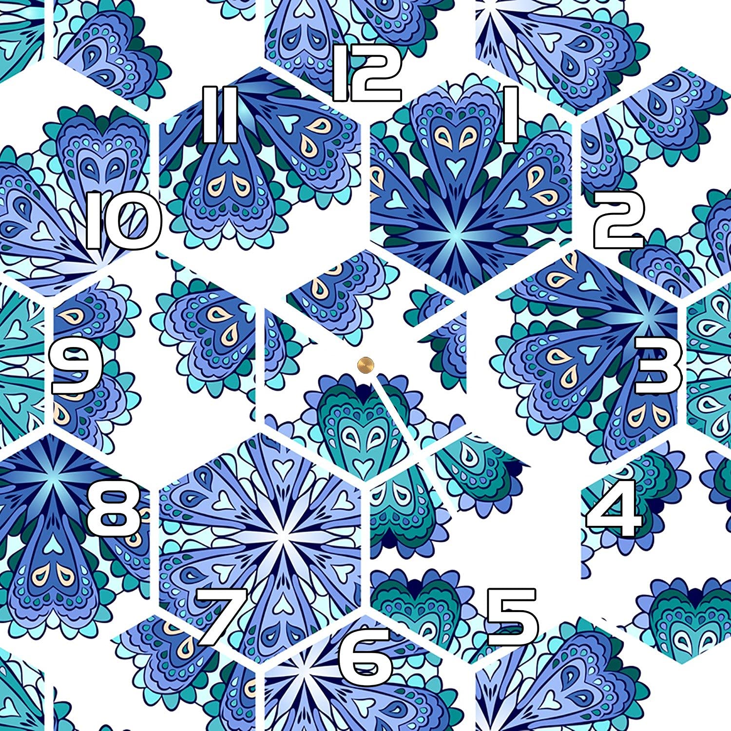 Horloge en verre 30x30 cm Coloray avec aiguilles blanches et motif géométrique