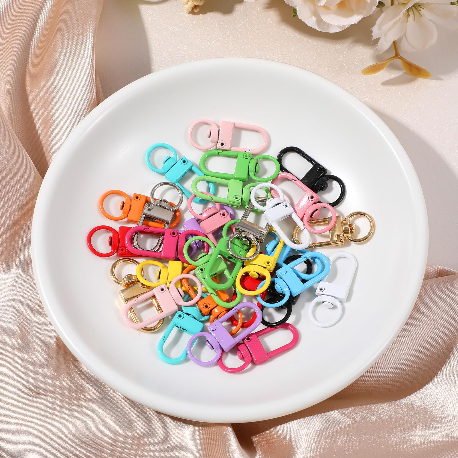 Ymapinc 30PCS Small Metal Lobster Claw Clasps, 32mm Colorful Metal