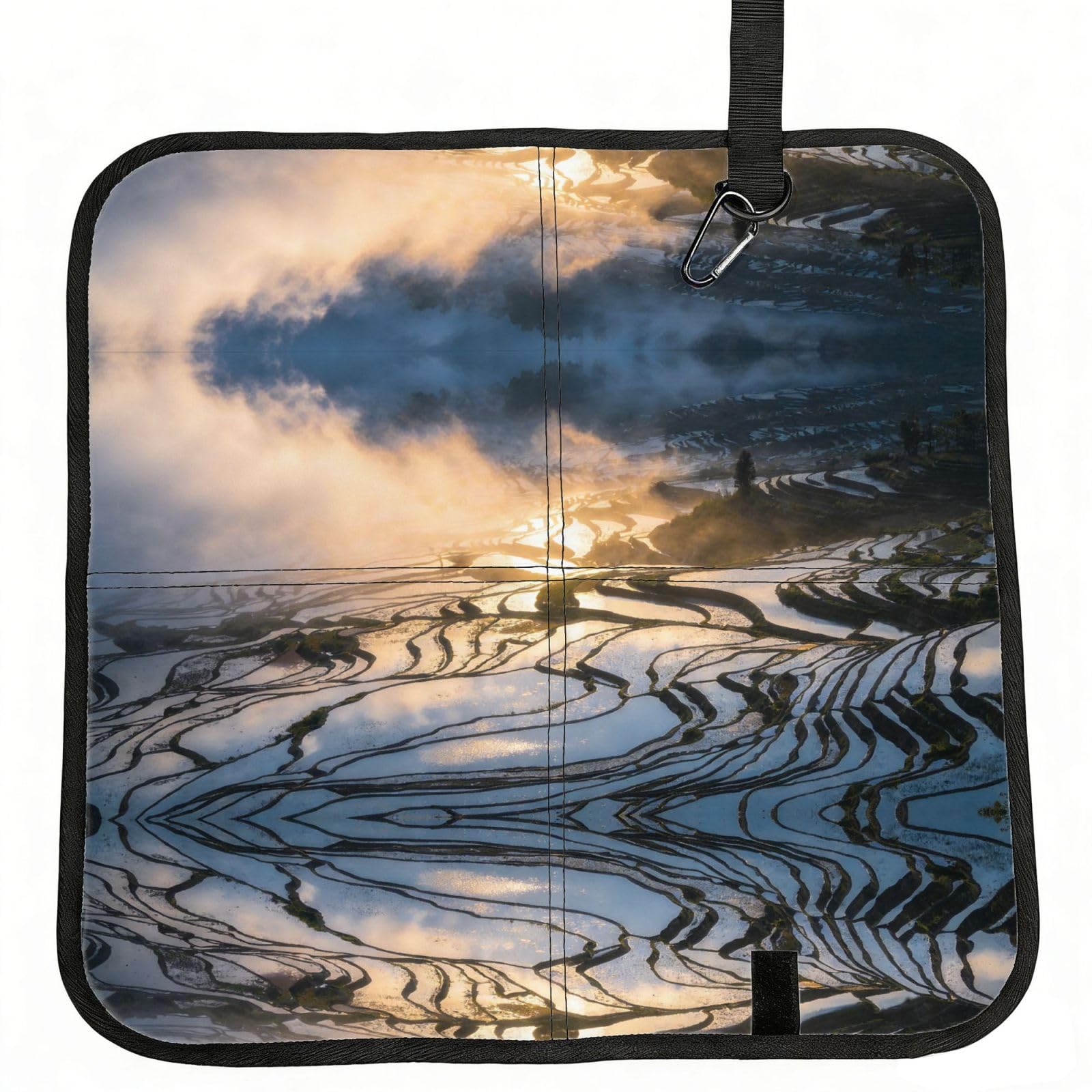 DUYIOKH Terraces in Golden Light Print Foldable Portable Seat Cushion for World Cup Games, Camping and Outdoor Activities