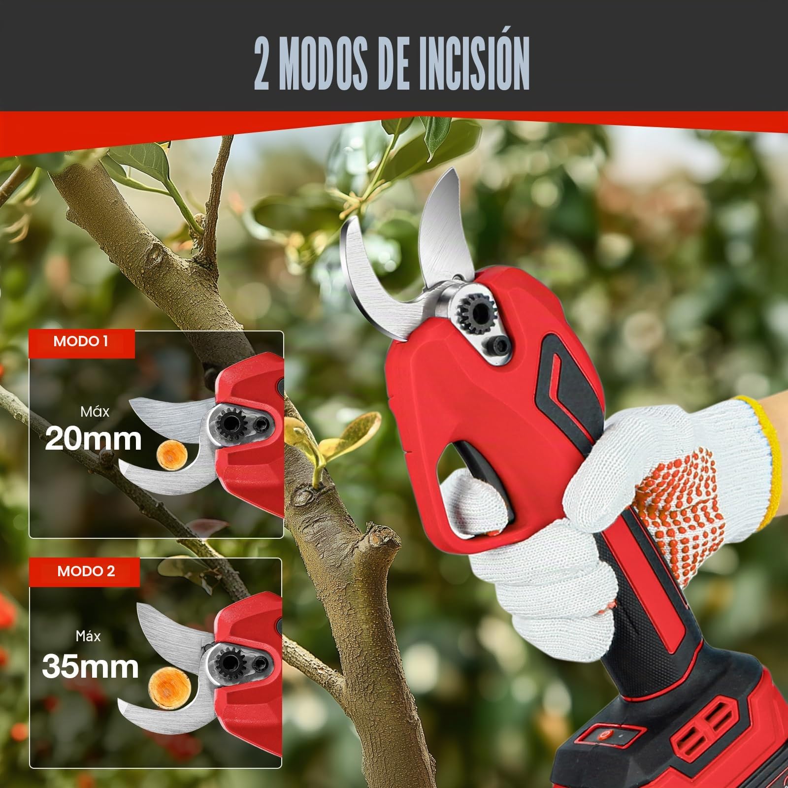 Tijeras de jardín eléctricas para batería Makita de 18V, tijeras de poda de batería de 600W profesionales con 2 baterías de 2000mAh, tijeras de jardín sin escobillas manuales con diámetro de corte de