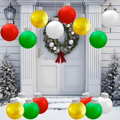 YONTUS Adornos de Navidad inflables de 9 pulgadas, bolas de Navidad inflables para exteriores, decoraciones de Navidad para porche (8 piezas)